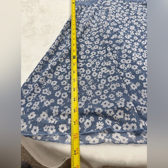 Dee Elly Blue Floral Mesh Mini Dress with Lace Trim - Size Small - Picture 9 of 9